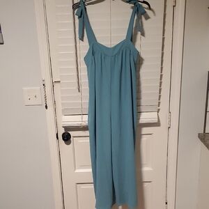 Cherish Teal Wide Leg Jumpsuit With Tie Straps